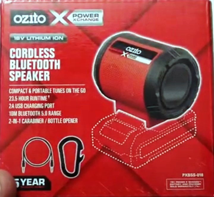 Ozito Rechargeable Compact PXC 18V Cordless Bluetooth 5.0 Speaker - Skin Only