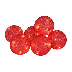Click Red Festive 30 LED Cotton Ball Hanging Lights - 6 Pack