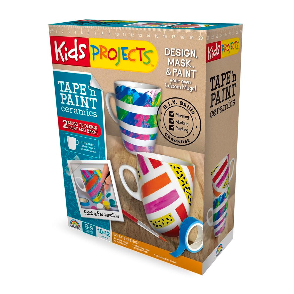 Kids Projects Tape 'n Paint Ceramics with 2 Mugs/Perfect for Budding Artists