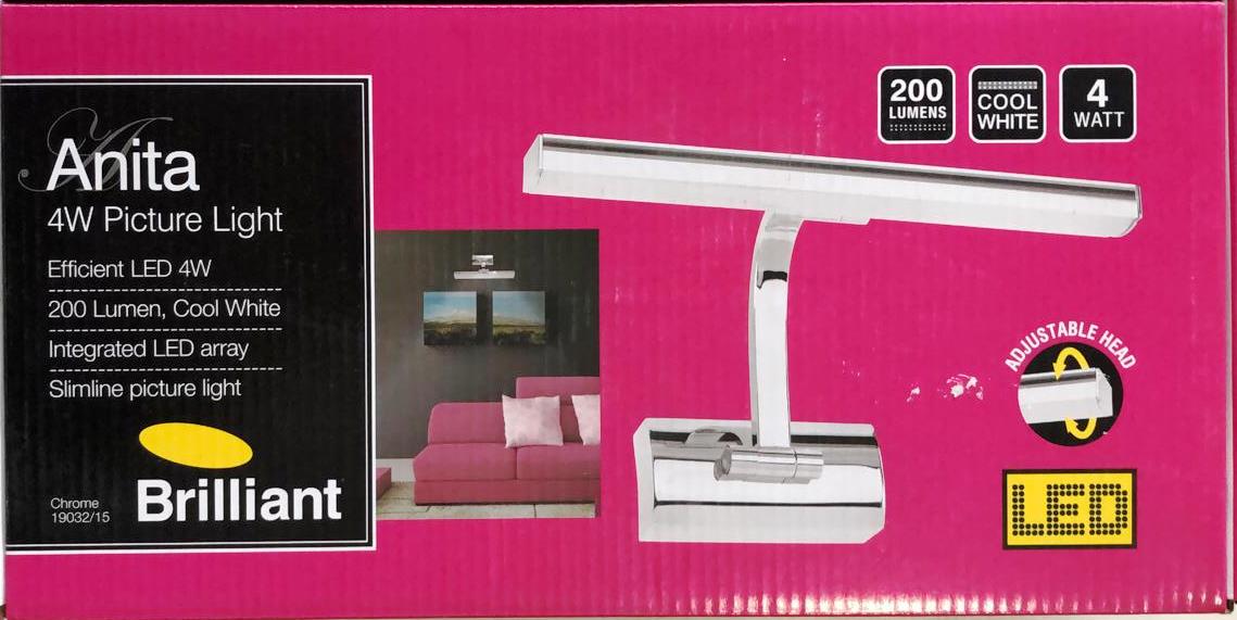 Brilliant Anita  4W 200 Lumens LED Picture Light / Adjustable Head - TheITmart