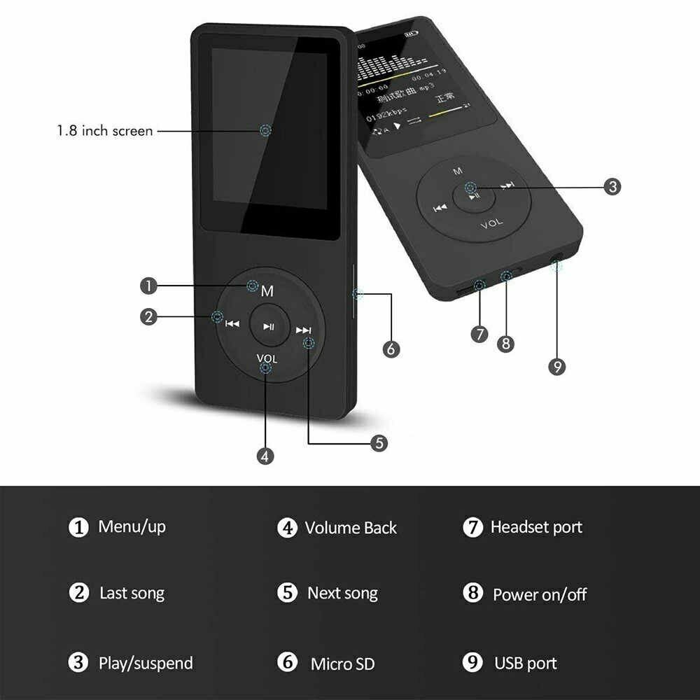Black/White 1.8-inch Fashion16GB Portable MP3/MP4 Player Radio Rechargeable Media Player - TheITmart