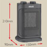 Arlec1500W Black Ceramic Fan Heater / 2 Power Settings/ Overheat Protection