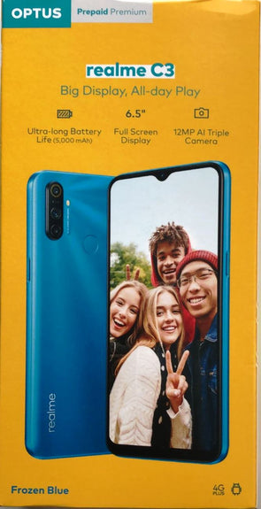 Realme C3 Big Display 4G Smart Phone Locked to Optus - Frozen Blue