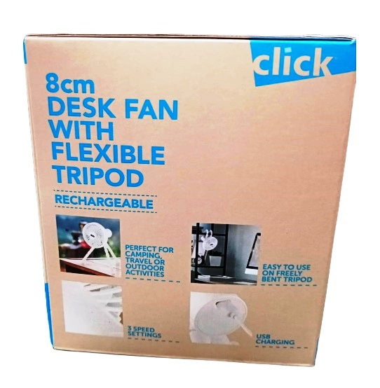 Click 8cm Rechargeable Mini Desk Fan with Flexible Tripod - ADF1010 ...