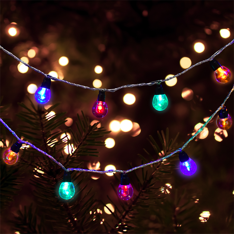 Festive Warm White/Multi-Colour Acrylic Ball LED String Lights - 100 Pack - TheITmart