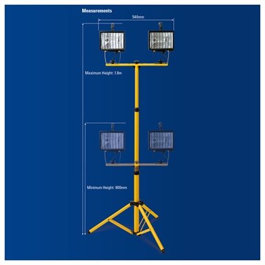 Arlec 1000W 3Globes Indoor/Outdoor Halogen Worklight With Tripod/Waterproof - TheITmart