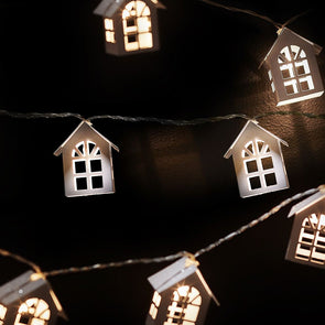 Christmas 10 Pack Light-Up Metal Houses