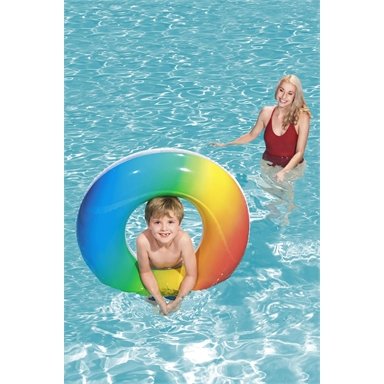 Bestway 91cm Rainbow Inflatable Pool Ring / Safety Valve
