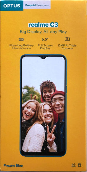 Realme C3 Big Display 4G Smart Phone Locked to Optus - Frozen Blue