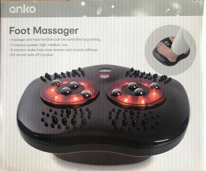 Anko Black Electronic Foot Massager with Heat / 3 Rotation Speeds - TheITmart