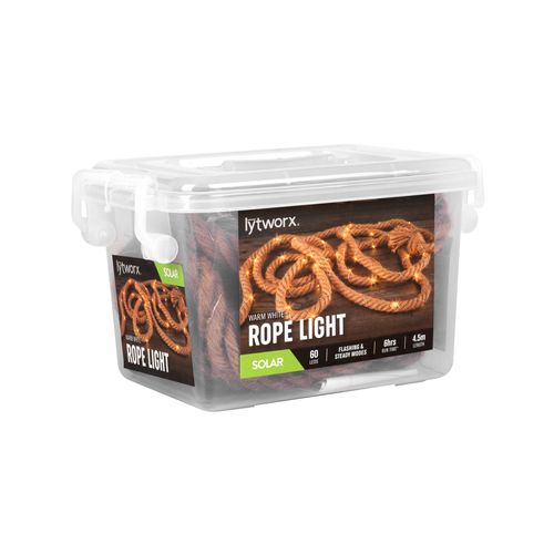 Lytworx 4.5m Solar Jute Rope Light/60 Warm White LEDs – TheITmart