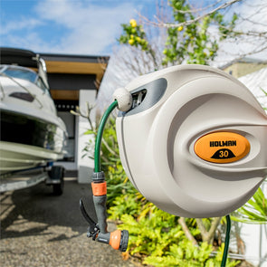 Holman 20m Grey Retractable Hose Reel (1120H)/Auto Rewind/UV Stabilized