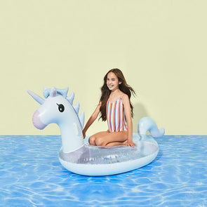 Inflatable Pool Unicorn Float with Repair Patch - White