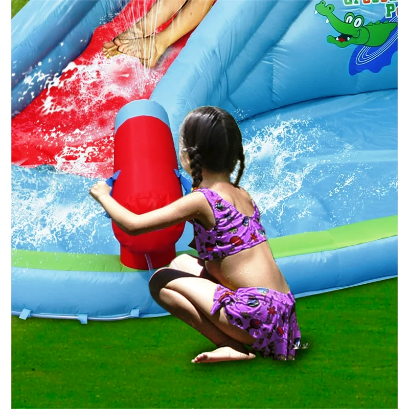 Swing Slide Climb Happy Hop Crocodile Inflatable Pool/ Water Cannon