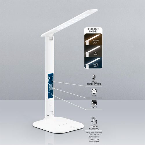 Verve Design White Lennox LED Desk Lamp/Touch control/ Adjustable Colour Temp