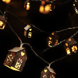 Christmas 12 Wooden House String Lights - TheITmart