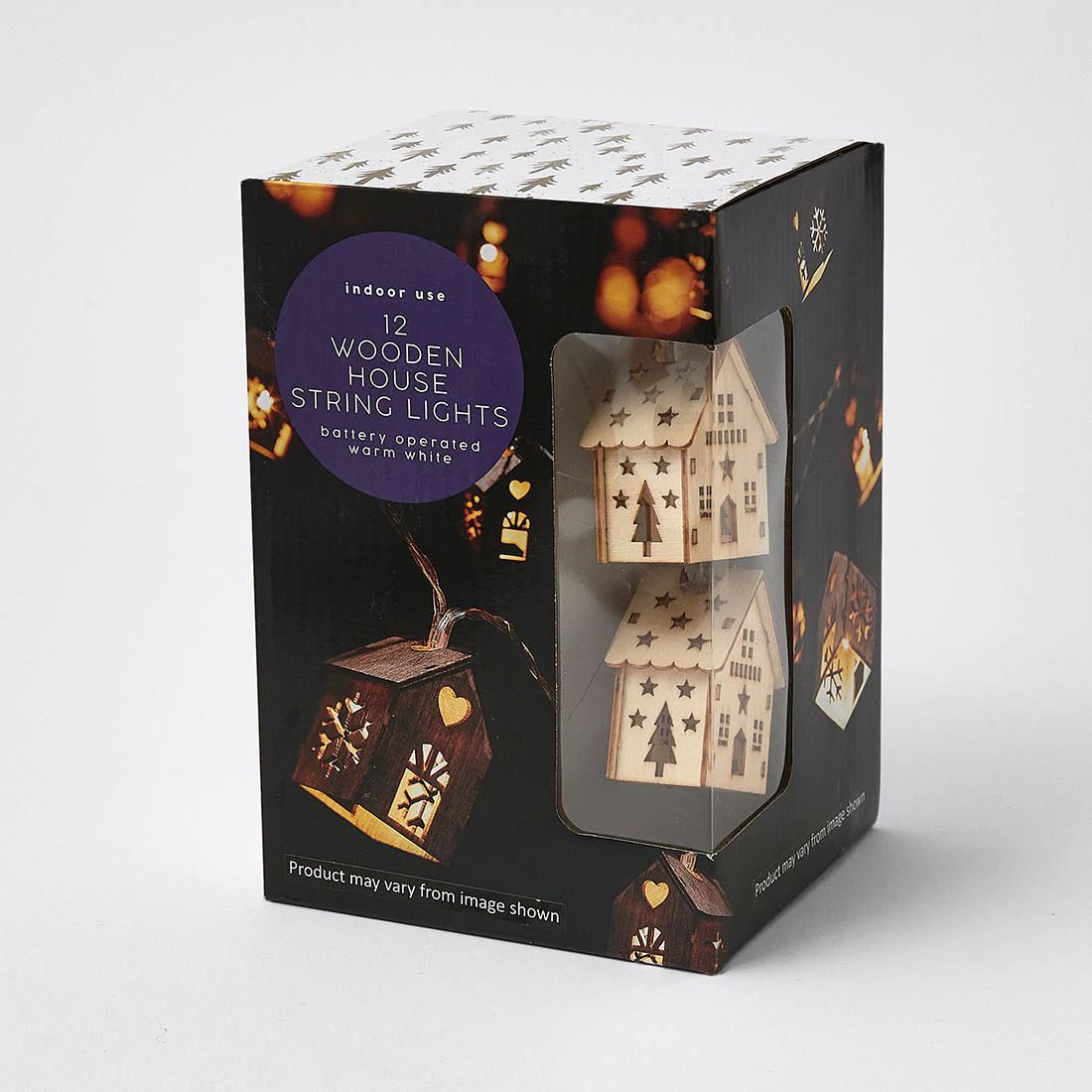 Christmas 12 Wooden House String Lights - TheITmart