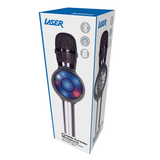 Laser LED Karaoke Microphone - Silver with Bluetooth Speaker & LED Lights