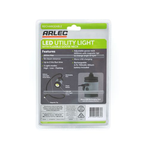 Arlec Rechargeable Gooseneck LED Utility Light - AT0242