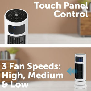 Arlec 30cm USB Powered Tower Fan/Oscillating/Touch Panel/3 Fan Speeds