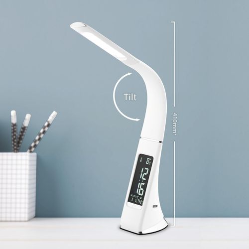 Verve Design White Angus LED Desk Lamp With USB Charging Port / Flexible Gooseneck