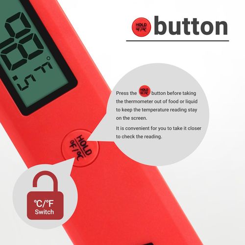Inkbird Digital Food Thermometer - Red/ Fast Respond and High Accuracy - TheITmart