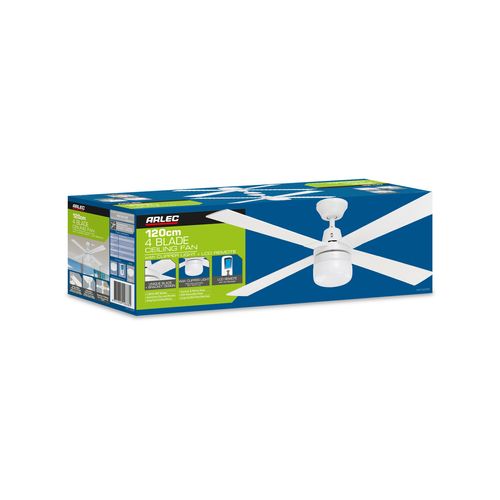 Arlec 120cm 4 Blade AC Ceiling Fan With Light And Remote - CSF122CWR