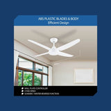 Arlec 120cm White 4 Blade Chicago AC Ceiling Fan - CSF2020