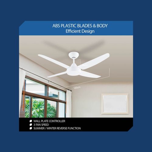 Arlec 120cm White 4 Blade Chicago AC Ceiling Fan - CSF2020