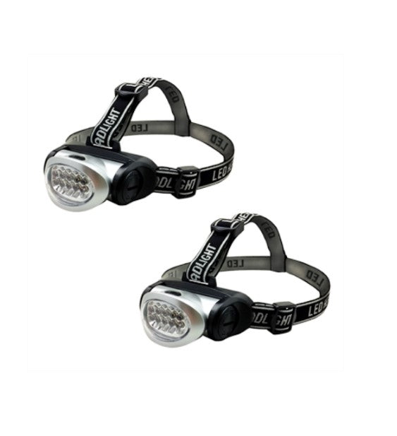 Eiger 10 LED Headlight Torch - 2 Pack / Silver & Black