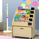 Keezi Kids Bookcase Childrens Bookshelf Organiser Storage Shelf Wooden Beige