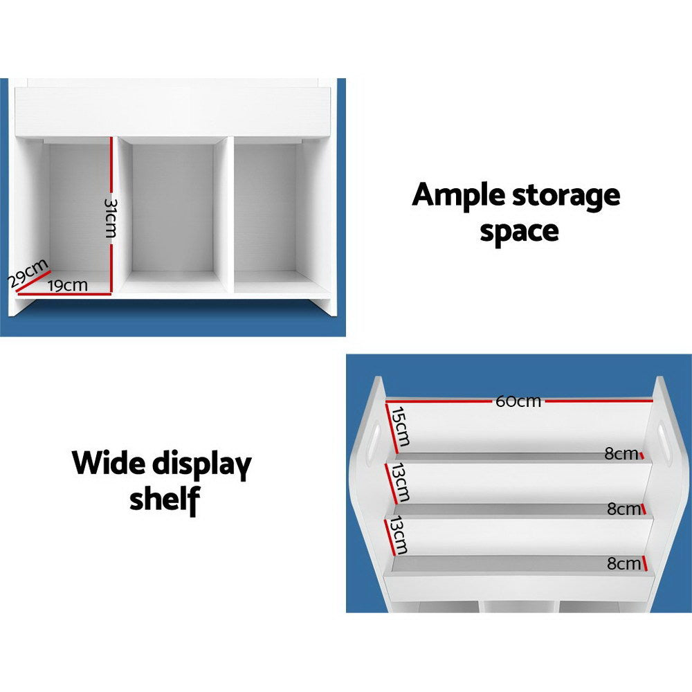 Keezi Kids Bookcase Childrens Bookshelf Display Cabinet Toys Storage Organizer - TheITmart