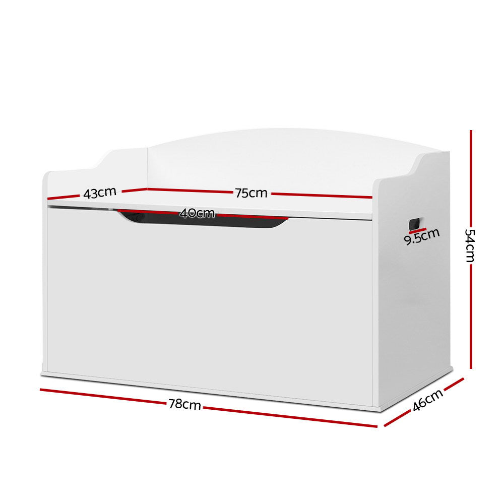 Keezi Kids Toy Box Storage Cabinet Chest Blanket Children Clothes Organiser White - TheITmart