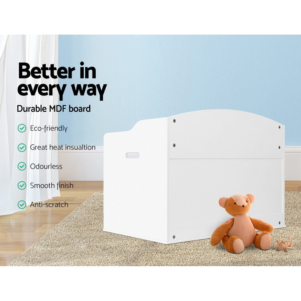 Keezi Kids Toy Box Storage Cabinet Chest Blanket Children Clothes Organiser White - TheITmart