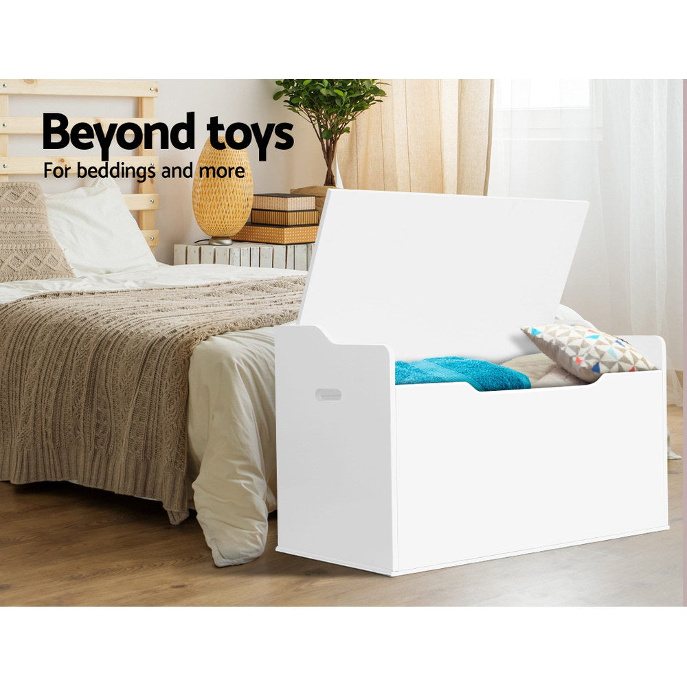 Keezi Kids Toy Box Storage Cabinet Chest Blanket Children Clothes Organiser White - TheITmart