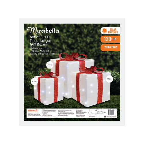 Mirabella Festive 60 x 60cm Statue Tinsel Gift Box Set 3 Piece