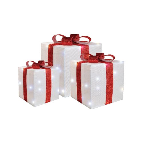 Mirabella Festive 60 x 60cm Statue Tinsel Gift Box Set 3 Piece