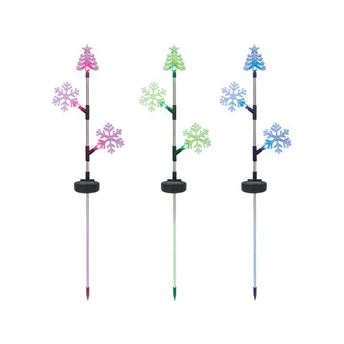 Mirabella Festive LED Tree & Snowflake Garden Stake Lights - 3 Pack