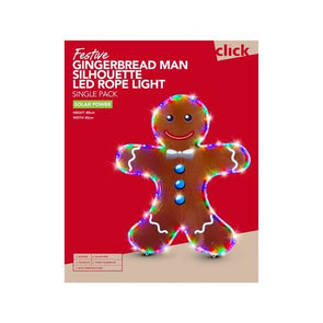 Click 80cm Gingerbread Man Silhouette LED Rope Light