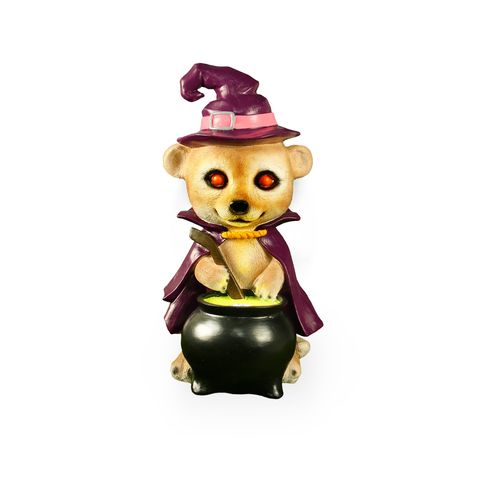 Mirabella 60cm LED Solar Meerkat Witch With Cauldron/Solid Resin Construction