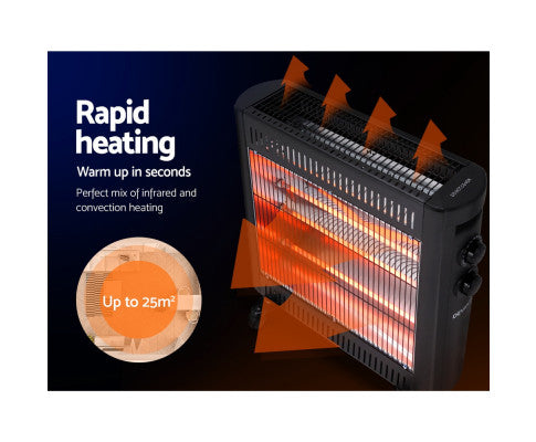 Devanti 2200W Infrared Radiant Heater Portable Electric Convection Heating Panel