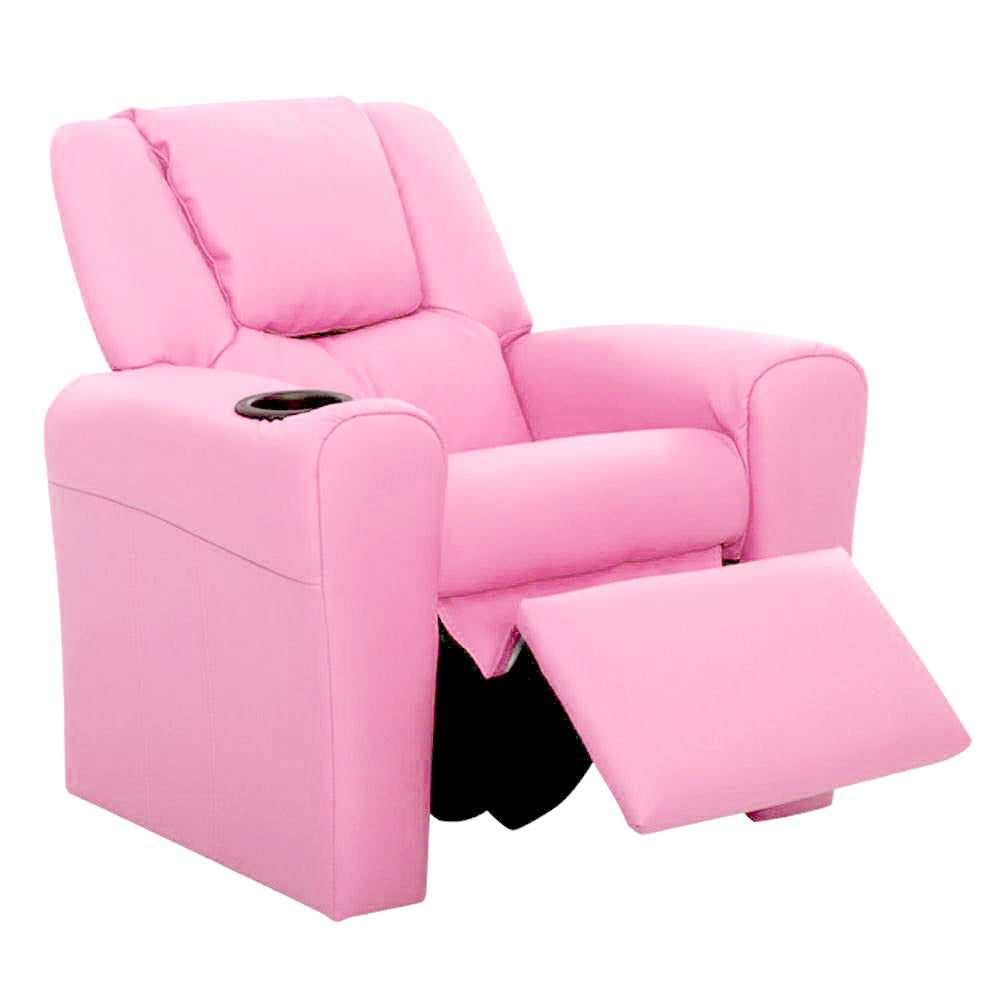 Keezi Luxury Kids Recliner Sofa Children Lounge Chair Couch PU Armchair PINK