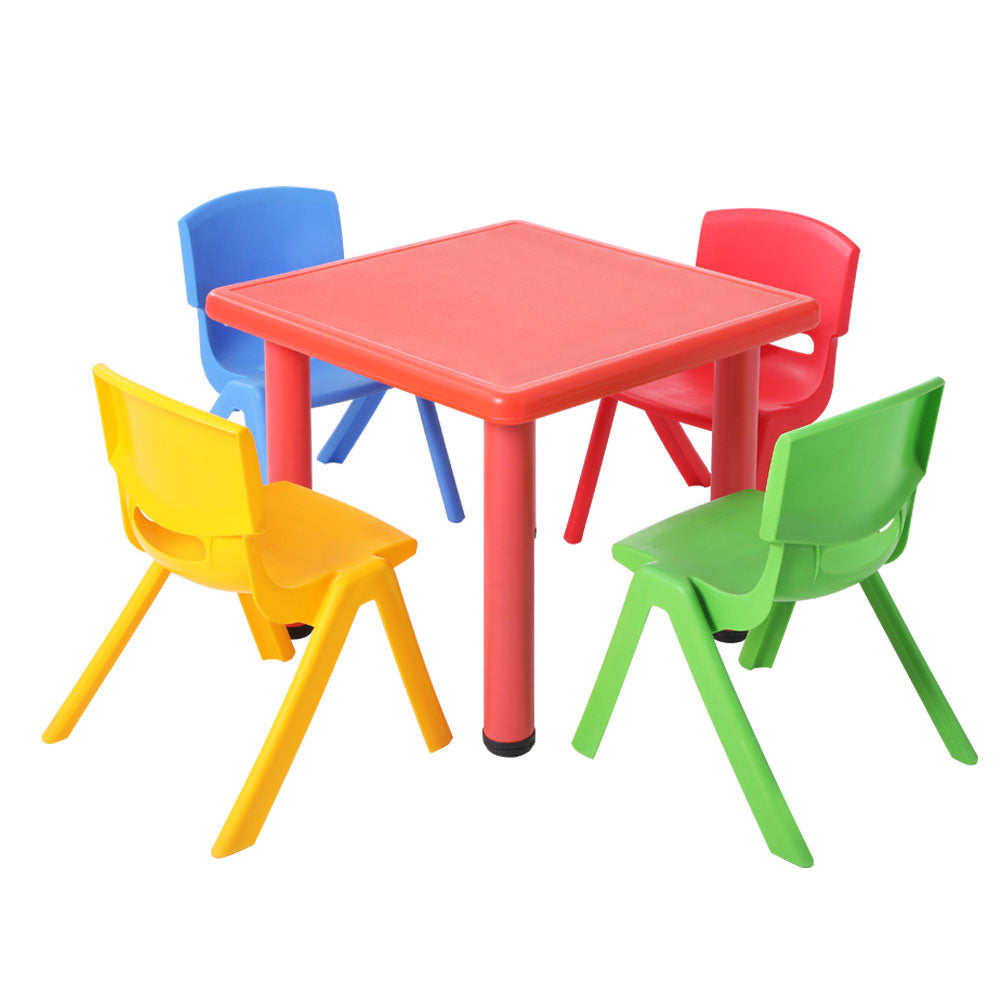 Keezi Kids Table and 4 Chairs Set Children Plastic Activity Play Outdoor 60x60cm - TheITmart