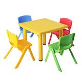 Keezi 60x60cm Kids Children Activity Study Desk Yellow Table & 4 Chairs Mixed - TheITmart