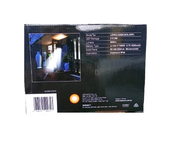 LEDVANCE Solar Powered 600LM 8W Classic Outdoor LED Flood Light
