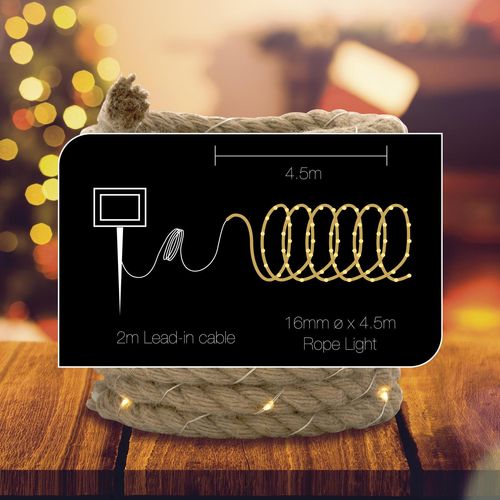 Arlec 4.5m Natural Rope Solar Lights / LVE146 - TheITmart