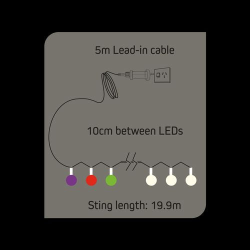Arlec 200  Low Voltage Dual Colour LED Candy Bubble String Lights