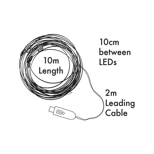 Arlec 12m 100 RGB Copper USB Powered LED String Light