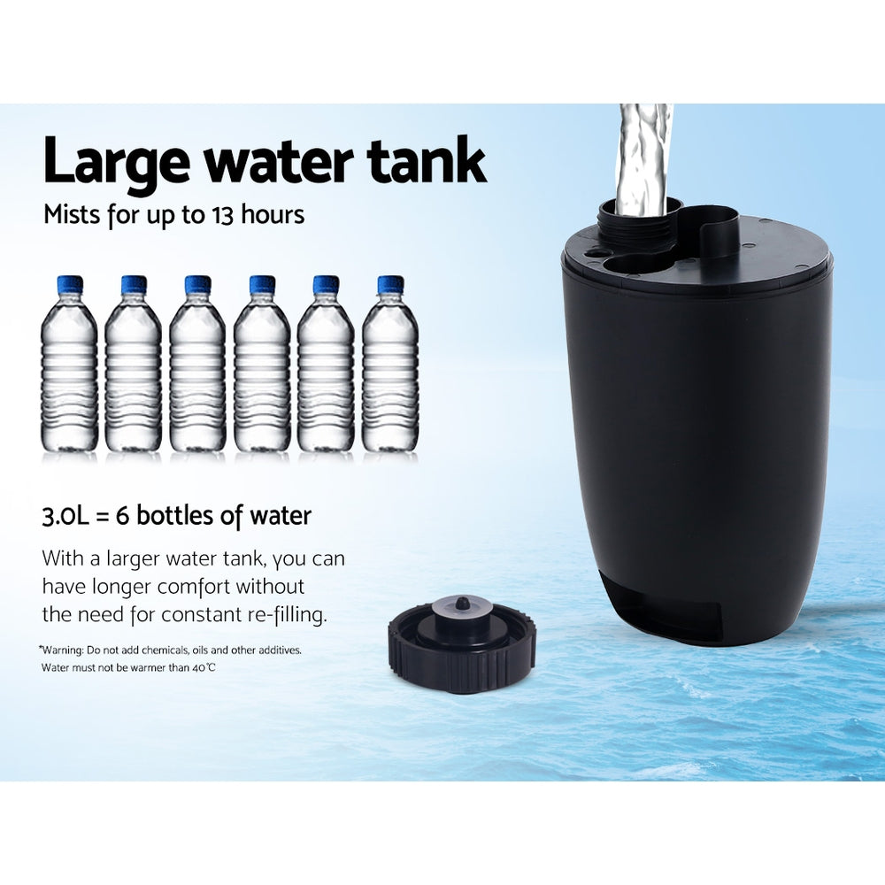 Devanti Mist Fan Pedestal Fans Cool Water Spray Timer Remote 5 Blades Black and Silver - TheITmart