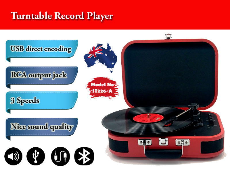 Turntable Record Music Player/3 speeds/RCA output jack/USB direct encoding - TheITmart